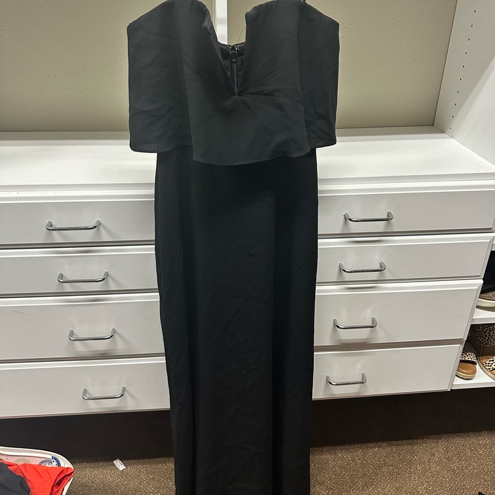 BCBG long black formal dress strapless